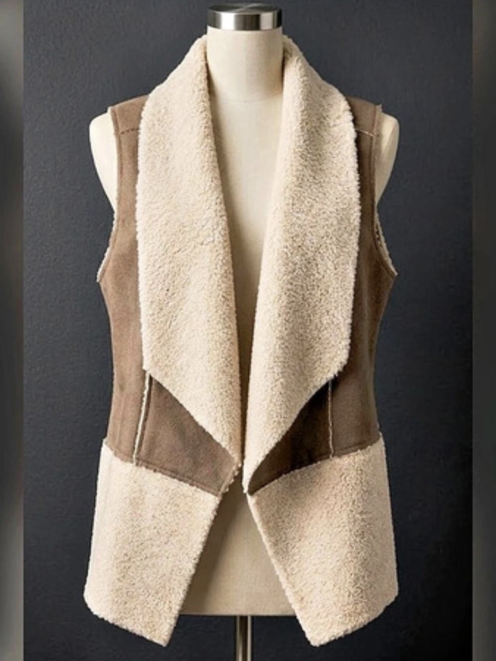 Chico's Faux Leather And Shearling Vest